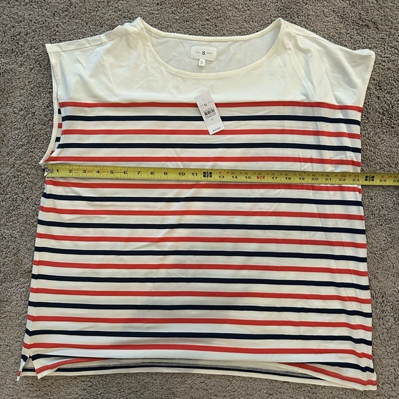 NWT Lou & Grey (Loft) White T Red/Navy Stripes Super Soft! - Picture 5 of 7